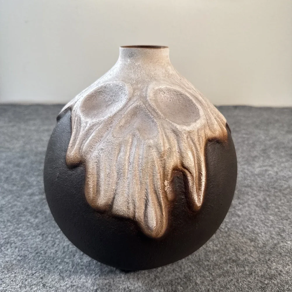 Viral Halloween LARGE Skull Poison Bottle Handmade Ceramic Vase New